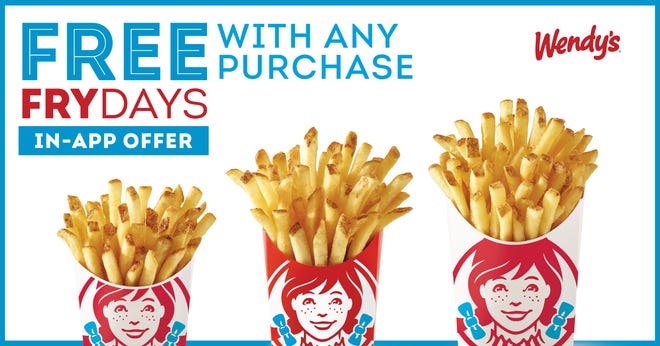 Wendy's is giving away a free order of any size fries with any purchase every Friday through the end of the year in the Wendy's app.
